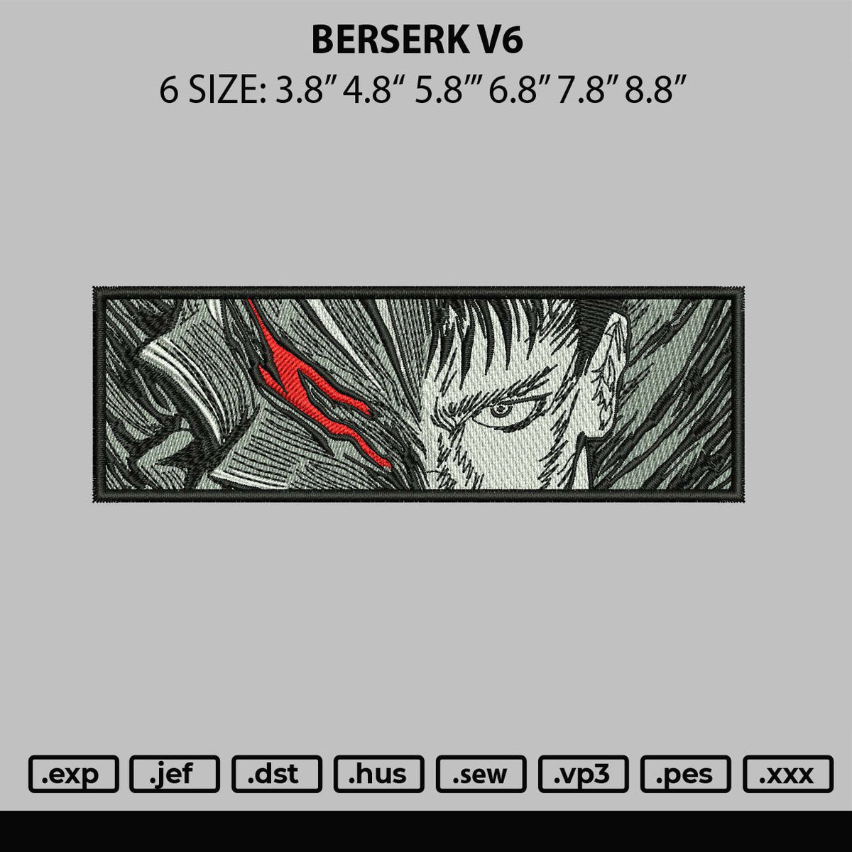 Berserk V6 Embroidery File 6 sizes – embroiderystores