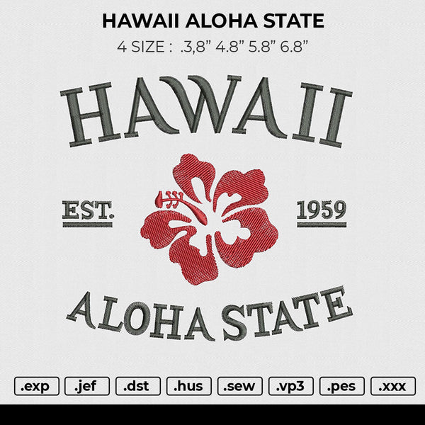 HAWAII ALOHA STATE Embroidery