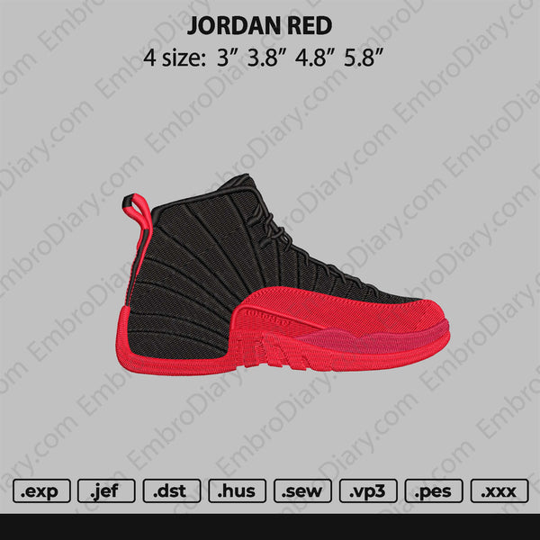 Jordan Red Black Shoes Embroidery