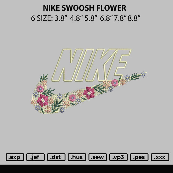 Nike Swoosh Flower Embroidery File 6 sizes