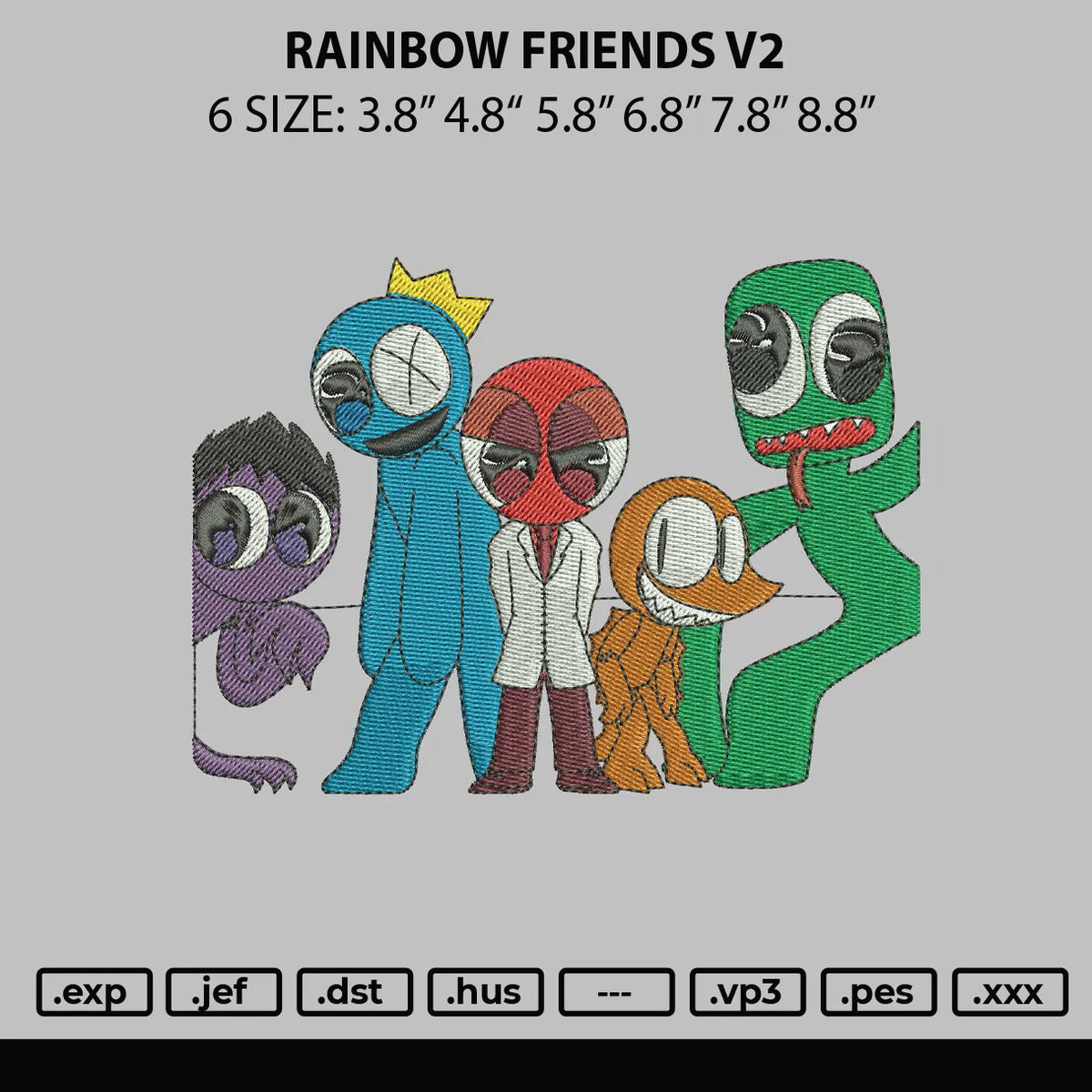 Rainbow Friends Roblox Embroidery Design Machine Embroidery 