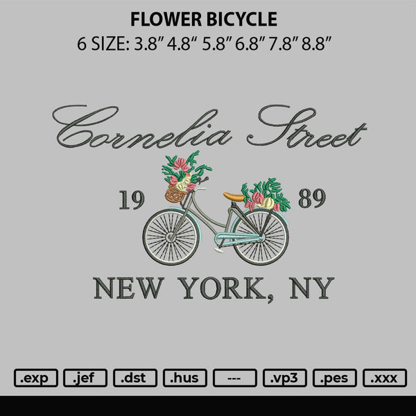 Flower Bicycle Embroidery File 6 sizes