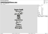 Ts Playlist Embroidery File 6 sizes