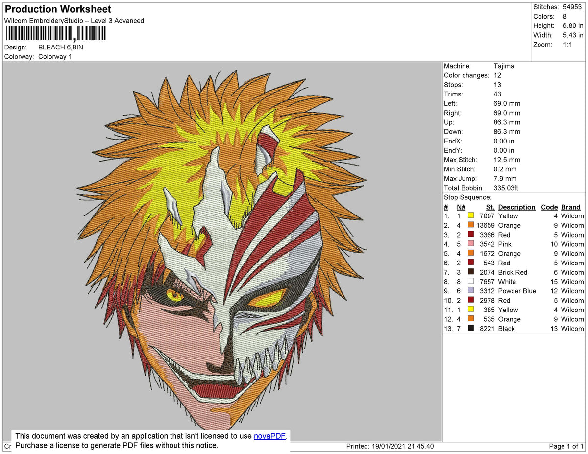 ichigoページ BLEACH ichigo kurosaki Embroidery – embroiderystores