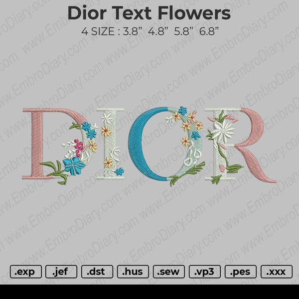 Dior Text Flowers Embroidery