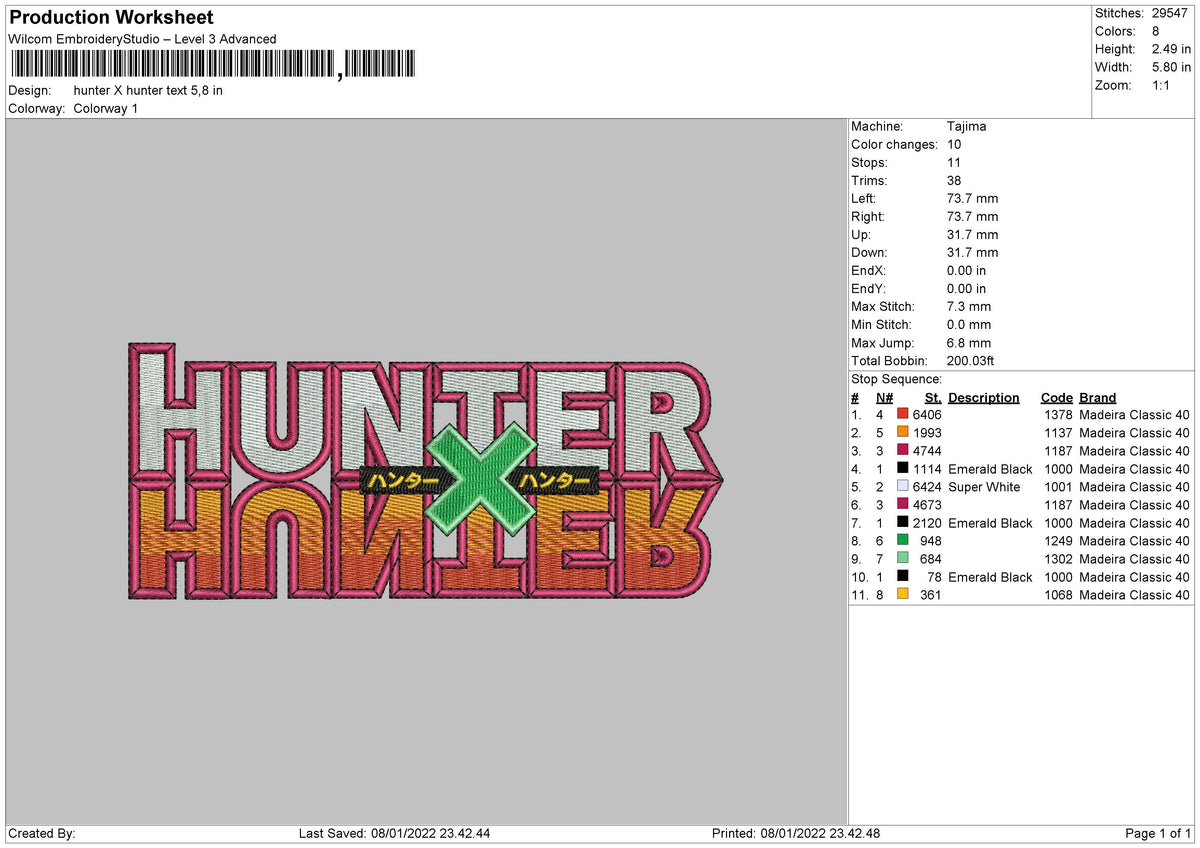 Hunter X Hunter Text – embroiderystores