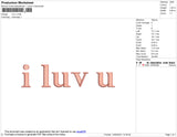I Luv U Text Embroidery
