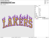 Lakers Flames 02 Embroidery