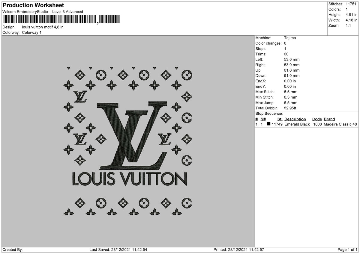 Louis Vuitton Flower Pattern Embroidery File Design Pattern Dst Pes Jef Exp