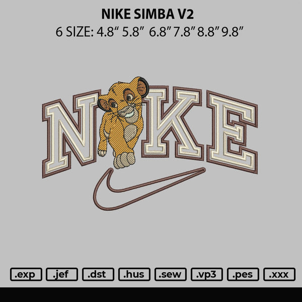 Nike Simba V2 Embroidery File 6 sizes