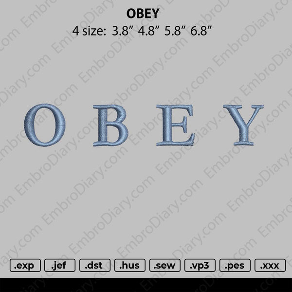Obey Text Embroidery