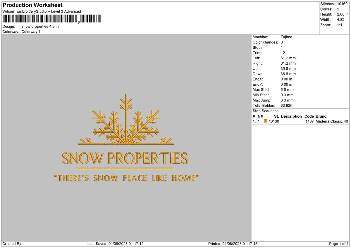 Snow Properties Embroidery File 6 sizes embroiderystores