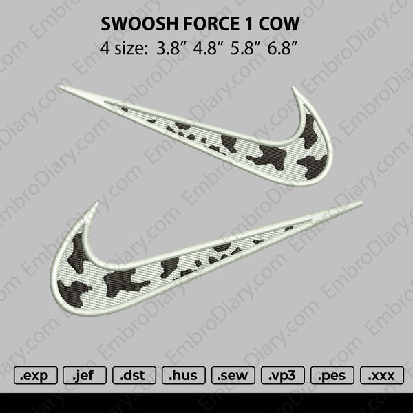 swoosh force 1 cow Embroidery