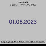 0108 Date Embroidery File 6 sizes