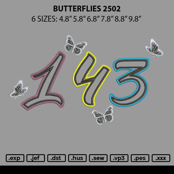 Butterflies 2502 Embroidery File 6 sizes