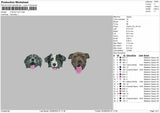 3 DOGS FLAT Embroidery File