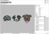3 DOGS FLAT Embroidery File