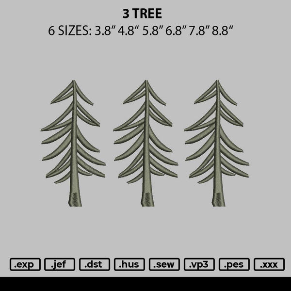 3 Tree Embroidery File 6 sizes