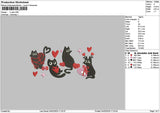 4 Blackcats Embroidery File 6 sizes