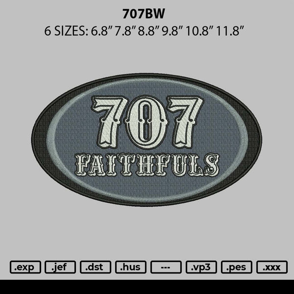707bw Embroidery File 6 sizes