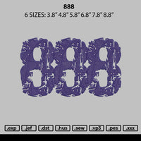 888 Embroidery File 6 sizes