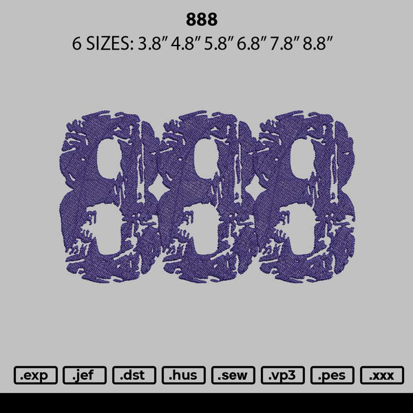 888 Embroidery File 6 sizes