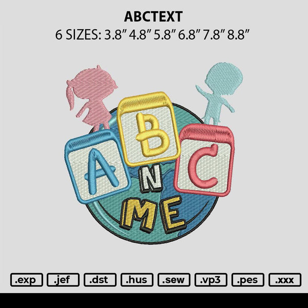 Abctext Embroidery File 6 sizes