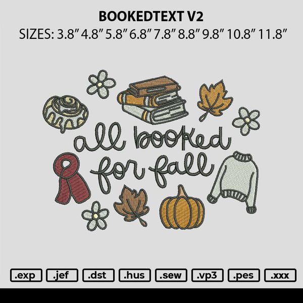 Bookedtext v2 Embroidery File 6 sizes