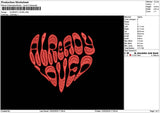 Alreadytext 02 Embroidery File 6 sizes