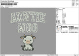Auntietext Cow Embroidery File 6 sizes