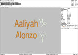 Aaliyahtext Embroidery File 6 sizes