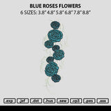 Blue Roses Flowers Embroidery File 6 sizes