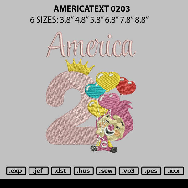 Americatext 0203 Embroidery File 6 sizes
