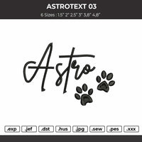 Astrotext 03 Embroidery File 6 sizes