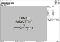 Babysittingtext Embroidery File 6 sizes