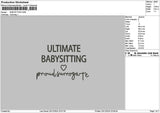 Babysittingtext Embroidery File 6 sizes