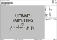 Babysittingtext Embroidery File 6 sizes