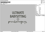 Babysittingtext Embroidery File 6 sizes