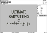 Babysittingtext Embroidery File 6 sizes