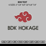 Bdk Text Embroidery File 6 sizes
