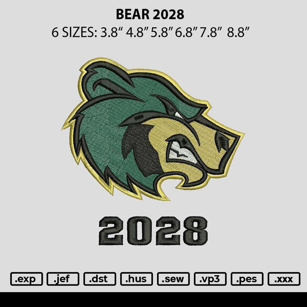 Bear 2028 Embroidery File 6 sizes