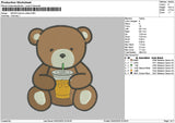 Bear Coffee Embroidery File 6 sizes