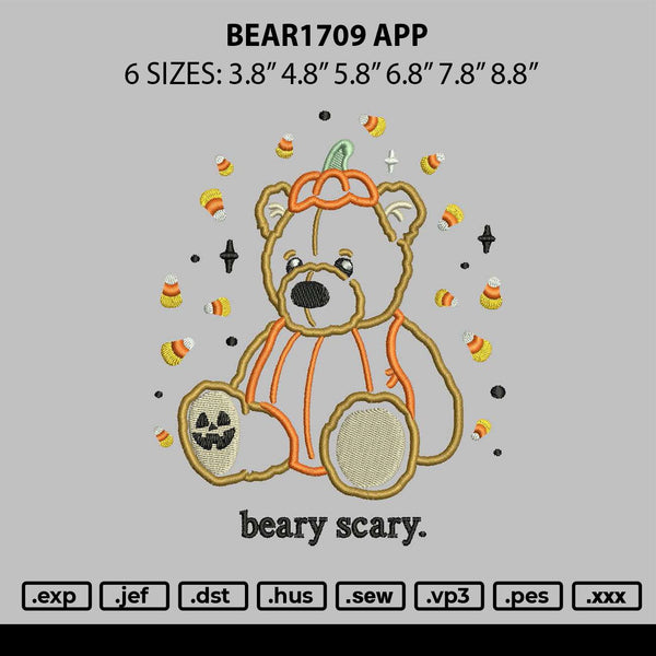 Bear1709 App Embroidery File 6 sizes