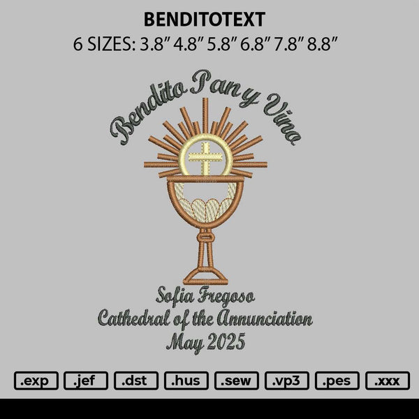 Benditotext Embroidery File 6 sizes