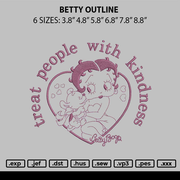 Betty Outline Embroidery File 6 sizes