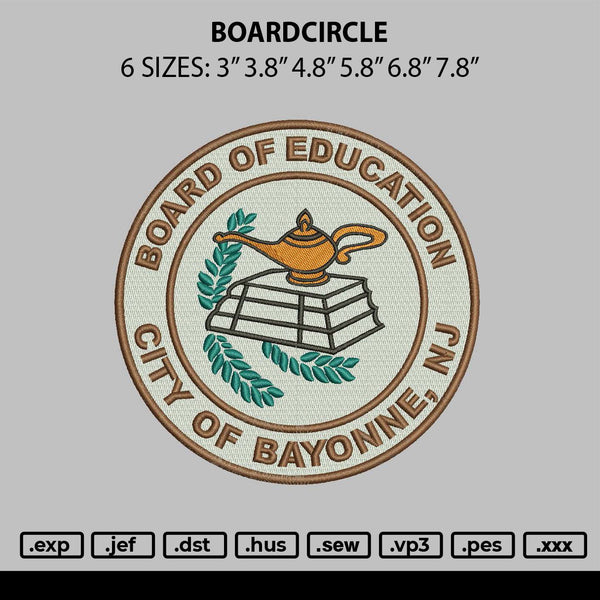 Boardcircle Embroidery File 6 sizes