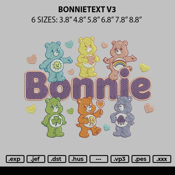 Bonnietext V3 Embroidery File 6 sizes