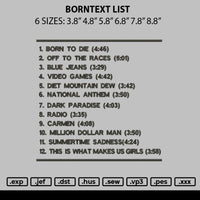 Borntext List Embroidery File 6 sizes