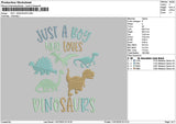 Boy Dino Embroidery File 6 sizes