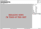 Breakingnewstext 01 Embroidery File 6 sizes